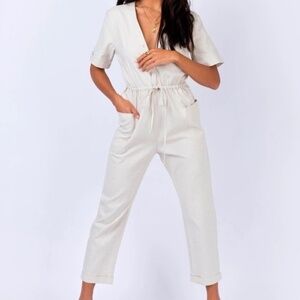 Princess Polly Utility Jumpsuit Beige